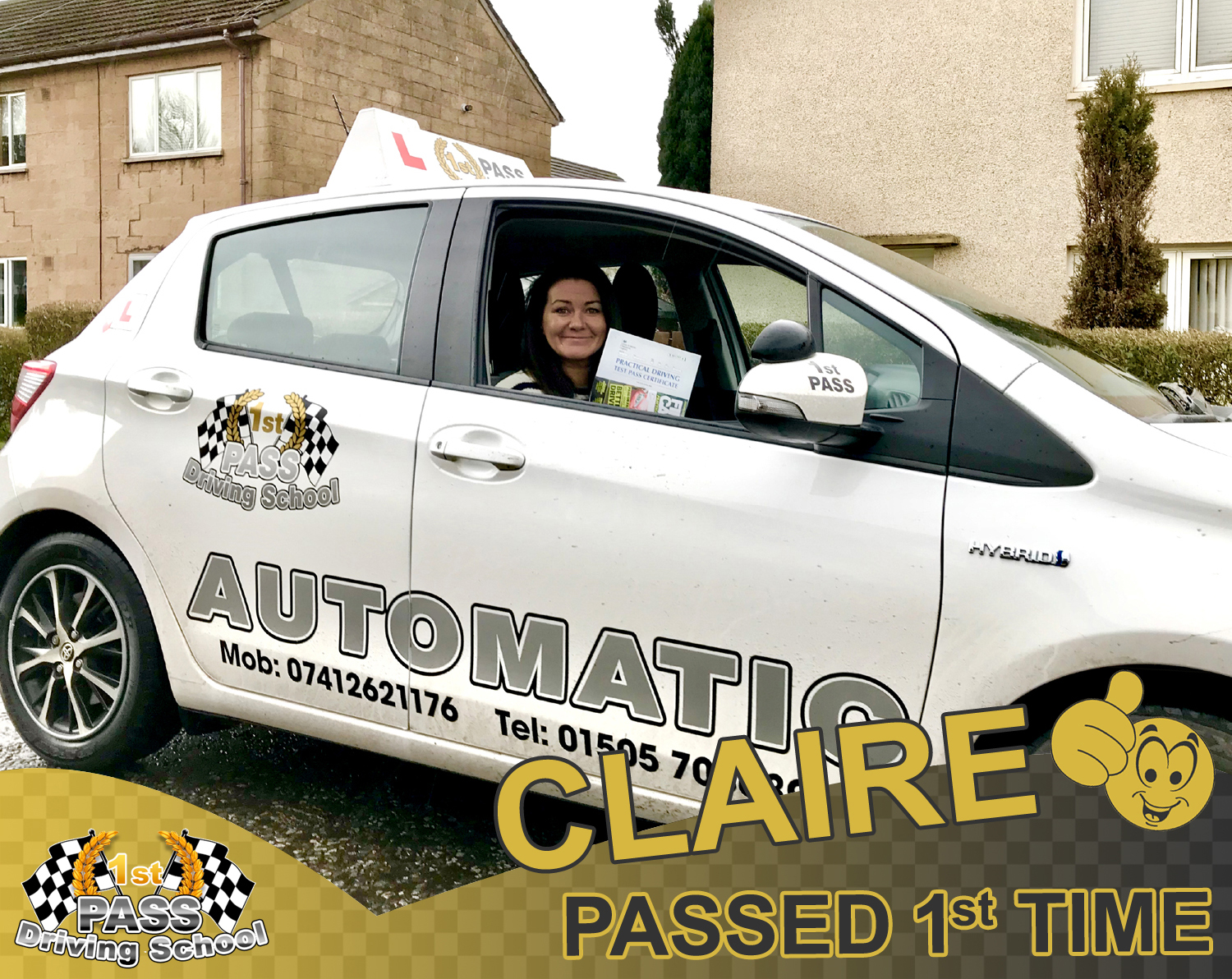 Claire - passed 1st attempt at Paisley Test Centre
