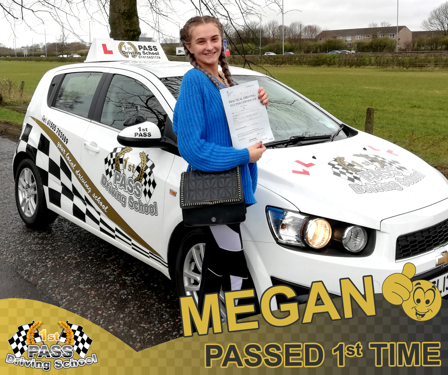 Megan - passed with 1st Pass Driving School Renfrewshire