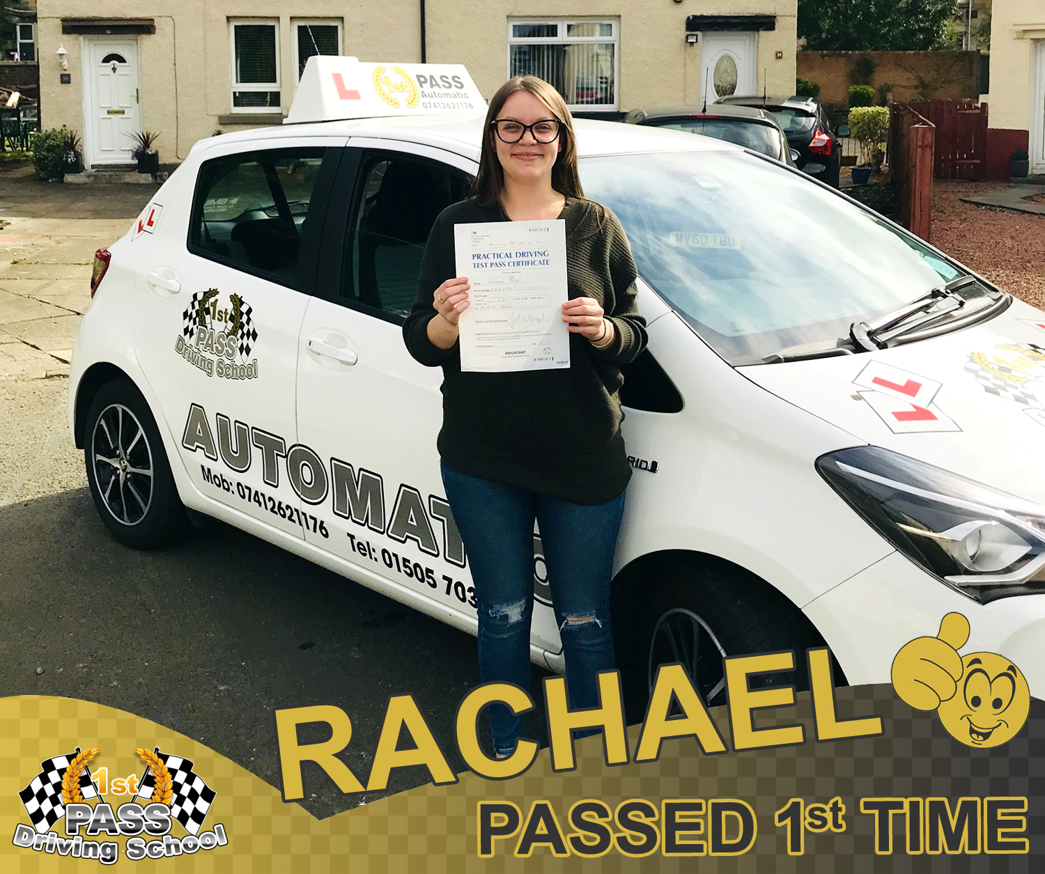 Rachael - took driving lessons with 1st Pass Driving School – Renfrewshire's Automatic Driving School