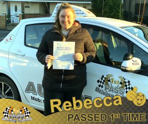 Rebecca Passed with 1st Pass Driving School Renfrewshire