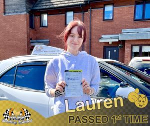 Lauren Passed with 1st Pass Driving School Renfrewshire
